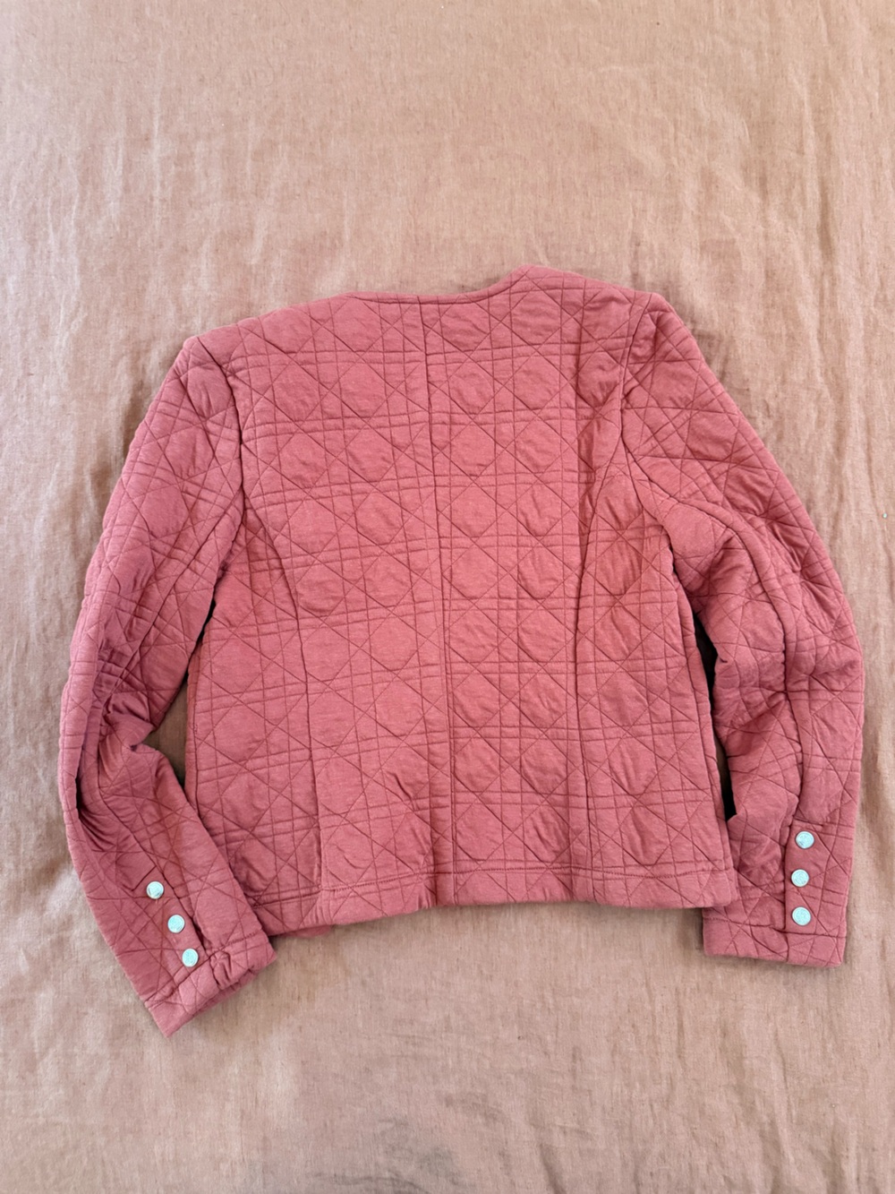 Bagatelle Quilted Terra Cotta Women’s Jacket with Gold Embossed Metal Buttons - Picture 2 of 4